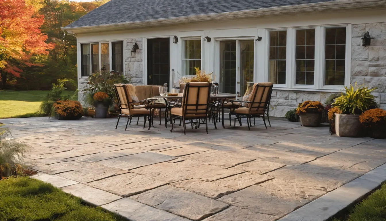 A stamped concrete patio behind a home in the Nissequogue area